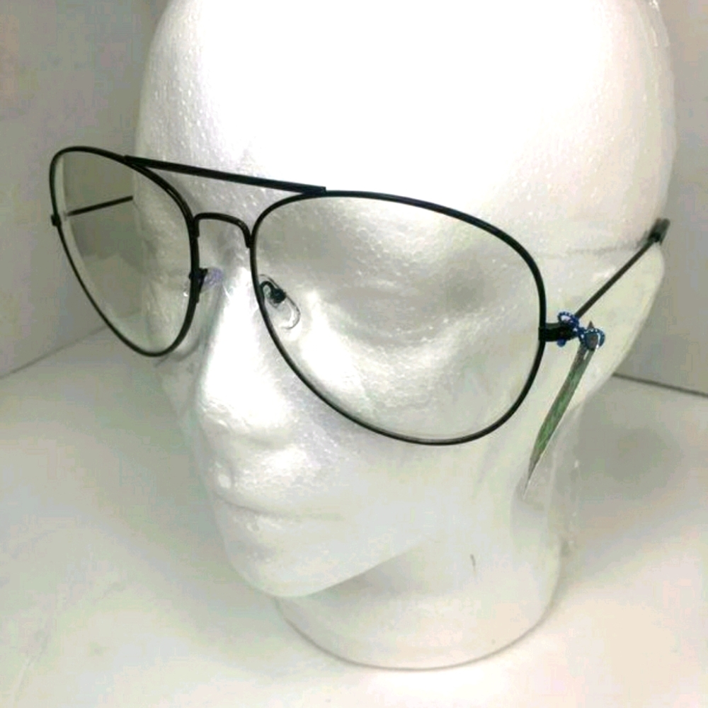 XL Black Aviator Clear Lens Glasses
